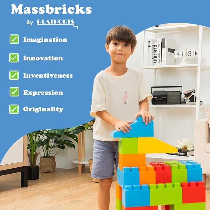 PLATPORTS Big Blocks- Big Jumbo Blocks - Large Building Blocks - Large Blocks - Giant Building Blocks - Jumbo Blocks - Big Blocks for Kids Ages 3-8