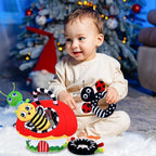 Baby Rattle Toys, Infant Soft Stuffed Animal Rattles Set - Sensory Development Toys, Baby Toys Stuffed Animals Soft Crinkle Sensory Handbells Baby Rattles, Soft Busy Toys for Toddlers Boys Girls