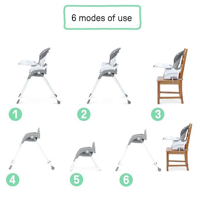 Ingenuity Trio Foldaway 6-in-1 Baby High Chair, 6 Ways to Use, Toddler Chair, Foldable Legs, 6M-5Y - Endless Blooms