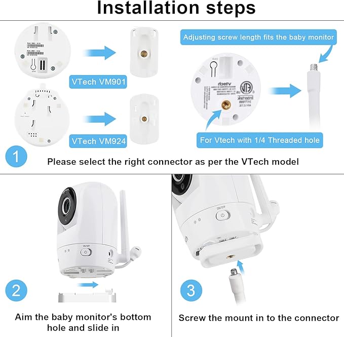 BFYTN 15.7 inches Baby Monitor Mount Compatible with VTech VM901, VM924, VM928, VM923, RM7764, RM5764, RM5754 Flexible Clip Clamp Mount Long Gooseneck Arm