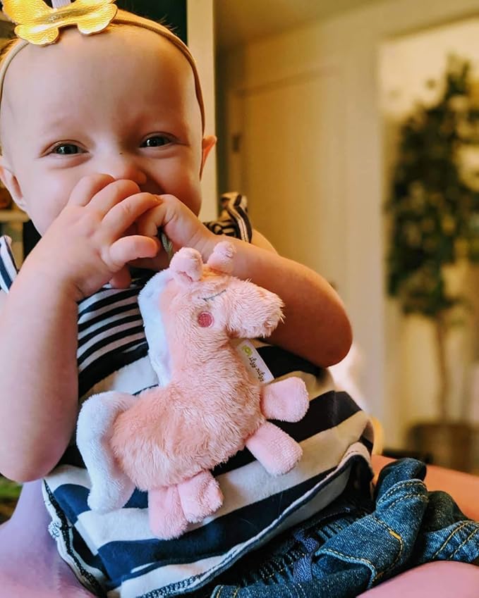 Itzy Ritzy Pacifier & Lovey Set - Includes Silicone Pacifier with Stuffed Animal Lovey - Detachable Plush Unicorn Binky Holder & Coordinating Pink Silicone Binky Ideal for Ages 0 Months & Up