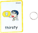 SANTSUN 14 Illness & Disease Expression English Flash Cards, Study Cards (4.72 x 3.54 Inch) with 1 Ring, Pocket Laminated Flashcards for Ages Pre-K & K