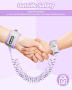 Dr.meter Anti Lost Wrist Link, 2 Pack Toddler Safety Leash with Key Lock, Reflective Child Walking Harness - Dual 8.2ft Length Pink & Purple Kids Leash for Outdoor, Kids Travel Essencials