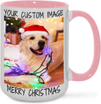 Ship Next Day Custom Mug Design Your Own Photo Text Personalized Picture Gifts for Women Men Customized Gift Idea Personalized Coffee Mugs 15oz Pink Handle