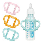 Silicone Baby Bottle Handles, 3PCS Bottle Handles, Baby Bottle Handles has Easy Grip Handles, Bottle Handles for 2.25" Diameter Baby Bottles and Straw Bottles(Pink/Orange/Blue)
