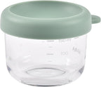 BEABA 5 oz Glass Baby Food Jars with Soft Silicone Air Tight Lids, Glass Storage Containers with Lids, Microwave and Freezer Safe Containers, Sage Green