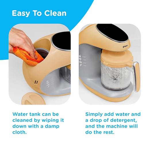 EVLA'S Baby Food Maker, Steamer, Blender, Baby Food Processor for Healthy Homemade Baby Food in Minutes, Touch Screen with 6 Reusable Food Pouches, Baby Registry Essential, Peach