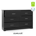 Storkcraft Brookside 6-Drawer Dresser (Black) – GREENGUARD Gold Certified, Black Dresser for Bedroom, Kids & Nursery Storage Chest, Safety Interlocking Drawers, Pre-Installed Tracks, Kids Chest