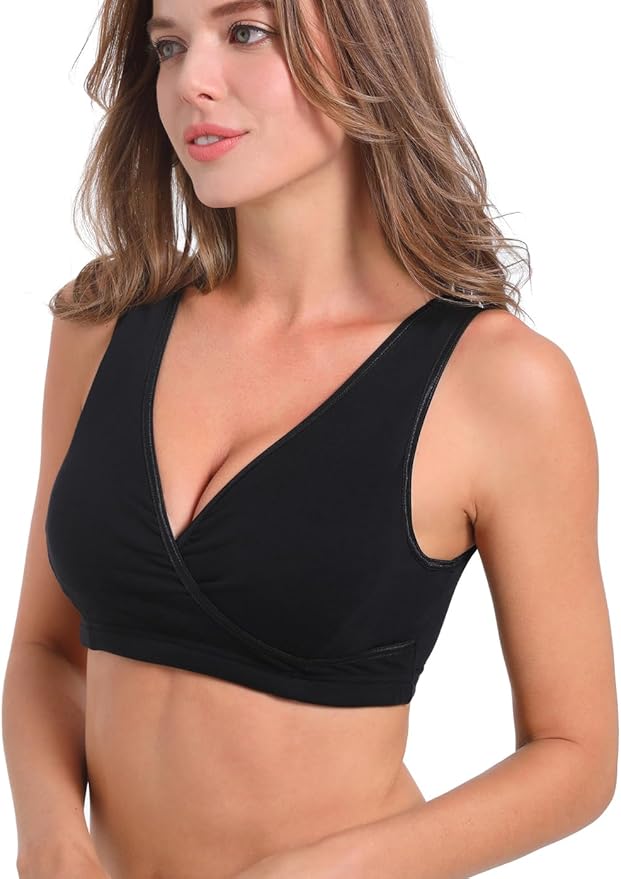 SUIEK 4 Pack Nursing Sleep Bra Maternity Bralette Cotton Breastfeeding Bras