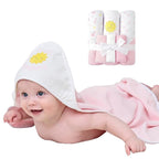 Viviland Baby Towels and Baby Wash Cloths Set Hooded Baby Towels Baby Wipes Absorbent Bath Face Towels Burp Cloths or Face Towels for Girl Boy 6-Pack Size 28 x 28 Inch(Sunshine)