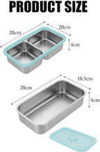 2 Pack Stainless Steel Snack Containers – Leakproof Reusable Bento Boxes with Lids for Food Storage, Travel, Work, Outdoor (Clear Lid/Silver Base, 1 Compartment)