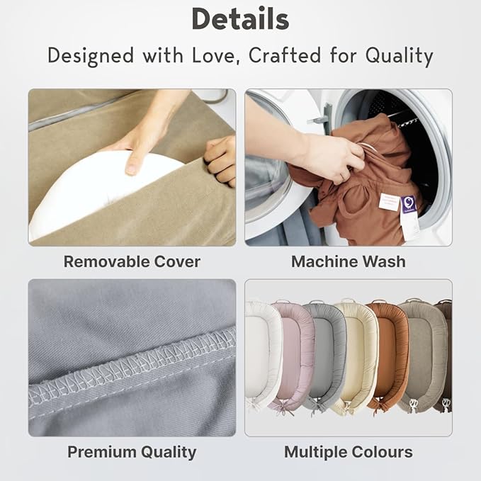 Infant Lounger, Baby Nest Cover for Baby Girls & Boys, Newborn Essentials for Baby 0-18+ Months, 100% Cotton Breathable (Green_Wonder, Cotton_Muslin)