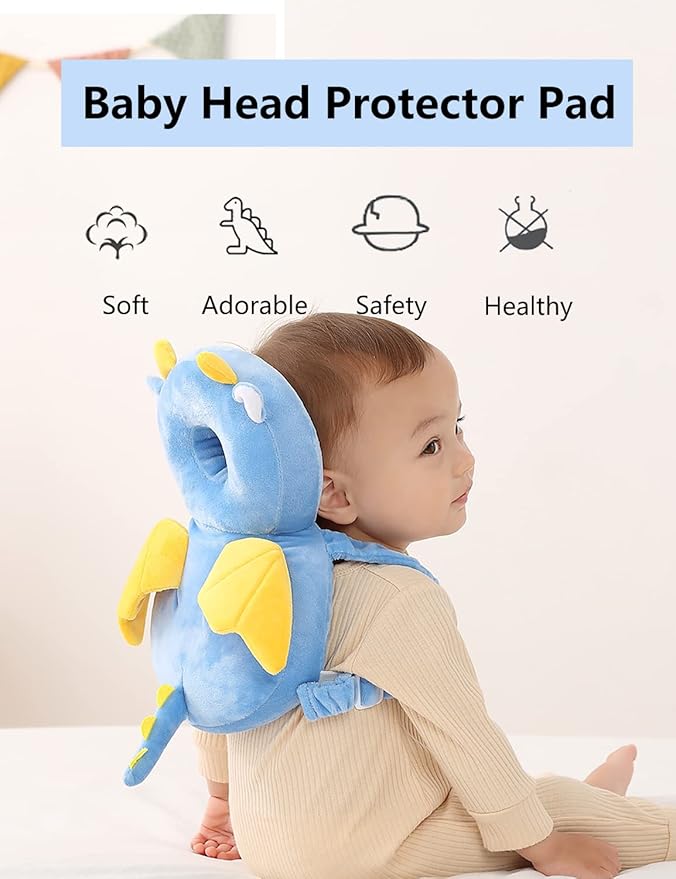 JunNeng Toddler Baby Head Protector Backpack for Toddler Walker with Knee Pads&Anti-Slip Socks, Dinosaur