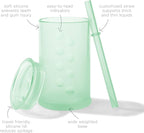 Olababy Clear View Silicone Training Cup with Straw Lid | Toddler Sippy Trainer 12mo+ | Unbreakable Water Drinking Cups for Kids 2yr+ | Baby Led Weaning & Feeding Supplies (Mint, 9 oz)