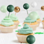 75 Pcs Cake Balls Topper Decorations Foam Cupcake Topper Mini Balloon Cake Topper Balls Cake Picks for Cake Deco Birthday Party Wedding（Green,Gold, White）