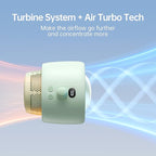 JISULIFE Stroller Fan Baby Large, Safe Bladeless for Crib, Desk, Portable Battery Rechargeable Cooling Fan with Air Turbo Tech, LED Display, Night Light, Food-Grade Gift for Mom/Dad/Friend - Green