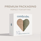 Comfy Cubs Muslin Baby Washcloths 10 Pack - Soft 6-Layer Cotton Wash Cloths for Sensitive Skin - 10"x10" Large, Gentle, Absorbent Infant Essentials for Newborn and Toddlers - Multicolor