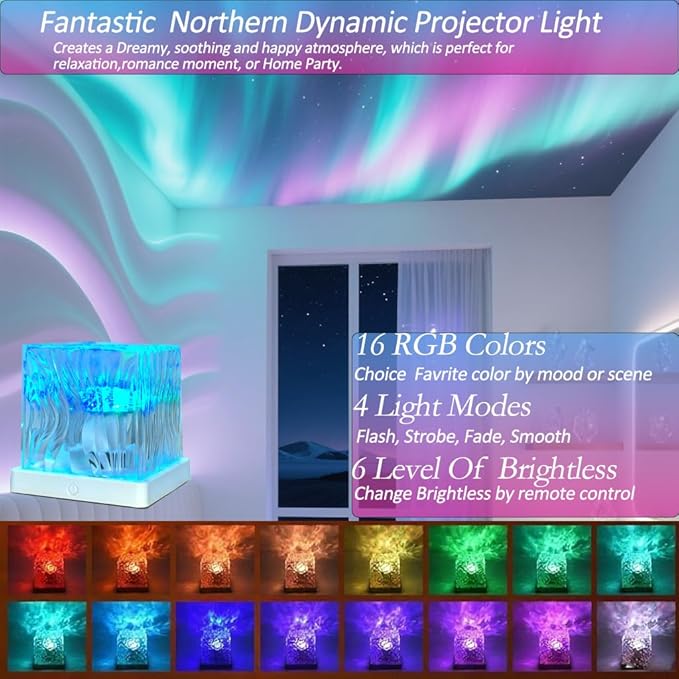 Northern Lights Projector,16 Colors Galaxy Projector for Bedroom Accessories,Remote Galaxy Light Projector Night Light for Kids,Cute Room Decor Aesthetic Teen Girl Gifts for Teens Girls Boy,Cool Stuff