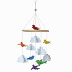 Baby Crib Mobile – Wooden Hanging Nursery Mobile for Bassinet, Baby Nursery Decor for Boys & Girls, Perfect for Shower Gift (Rainbow Birds in The Clouds, w/Garland) Sorrel + Fern