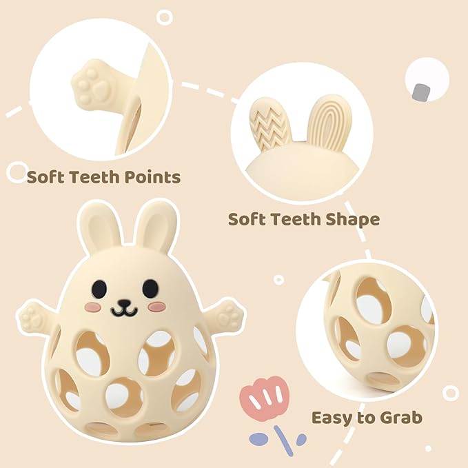 Baby High Chair Suction Toys Teething Chew - Baby Teething Toys Silicone Teethers Table Toys, Food Grade Silicon for 6 12 18 Months (GreenCream)