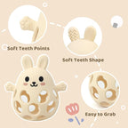 Baby High Chair Suction Toys Teething Chew - Baby Teething Toys Silicone Teethers Table Toys, Food Grade Silicon for 6 12 18 Months (GreenCream)