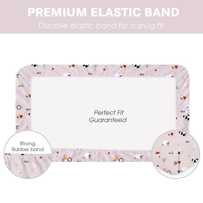 Plushii 4 Pack Fitted Crib Sheets for Baby Girls, 28"x 52" Extra Soft Microfiber Crib Sheet Set for Standard Crib & Toddler Mattress Pad,Pink Sheep