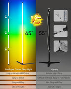Corner Floor Lamp,RGB LED Corner Lamp with Smart APP Control Remote Control Color Changing Ambience Light with 16 Million DIY Color Changing for Bedroom Living Room and Game Room