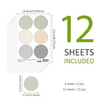 Boho Polka Dot Wall Decals 72 PCS, Removable Wall Decals Kids Room Decor Vinyl Murals DIY Cute Decorations (12 Sheets)