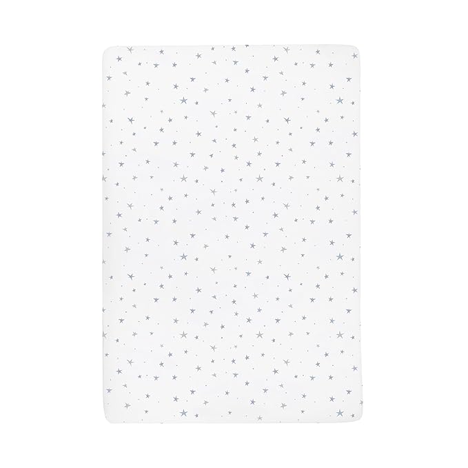 Ely’s & Co. Crib Sheets, Baby Boy Fitted Crib Mattress Sheet Set, 2 Pack, 100% Jersey Knit Cotton, Infant and Toddler Nursery Bedding, Blue Stars + Stripes Print, 28” x 52”