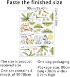 56.29 x 44.88 Inch Watercolor Animal Wall Decals - Jungle Stickers With Tiger, Elephant, Zebra, Giraffe, Monkey, Hippo for Baby Nursery, Bedroom, Classroom, Kindergarten Decor