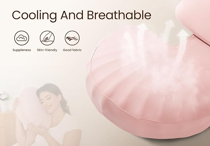 Pregnancy Pillow for Sleeping Memory Foam Pillow for Side Sleeper, Maternity Pillow Support for Back, Belly, HIPS for Pregnant Women, Portable and Adjustable Travel Wedge Pink
