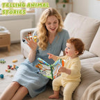 Baby Toys 0-6 Month, Crinkle Books for Babies, Jungle Tails Soft Baby Cloth Books 6 to 12 Months with 10 Pcs Jungle Animal Finger Puppets, Infant Tummy Time Sensory Toys, Newborn Gifts for Boys Girls