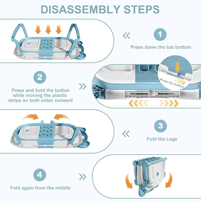 TPN Collapsible Baby Bathtub for Infants to Toddler with Real-time Temp Monitor+Floating Cushion,Foldable Baby Bath Tub Set Applicable 0-36 Month,Perfect Portable Travel Baby Tub for Newborns Boy