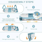 TPN Collapsible Baby Bathtub for Infants to Toddler with Real-time Temp Monitor+Floating Cushion,Foldable Baby Bath Tub Set Applicable 0-36 Month,Perfect Portable Travel Baby Tub for Newborns Boy