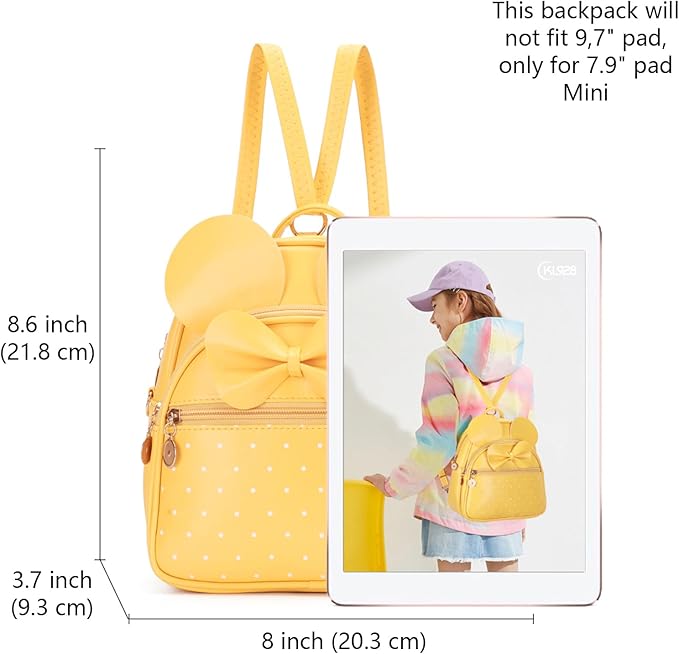 KL928 Girls Bowknot Polka Dot Cute Mini Backpack Small Daypacks Convertible Shoulder Bag Purse for Women