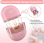 Megainvo Baby Nail Trimmer Electric USB Rechargeable Baby Nail File, Baby Nail Clippers w/Storage Compartment & LED Light, Electric Nail File for Baby Infant Toddler Newborn Nail Care Kit Pink