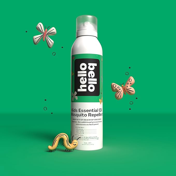 Hello Bello Mosquito Repellent Spray, with Natural Lemongrass, Cedarwood, Citronella, and Peppermint Oils, 5oz Can