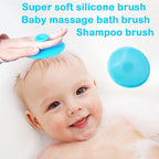 Baby Hair Brush &Silicone Baby Cradle Cap Brush Set, for Newborns & Toddlers-Natural Soft Goat Bristles-Ideal for Cradle Cap-Perfect Baby Registry Gift (Blue)