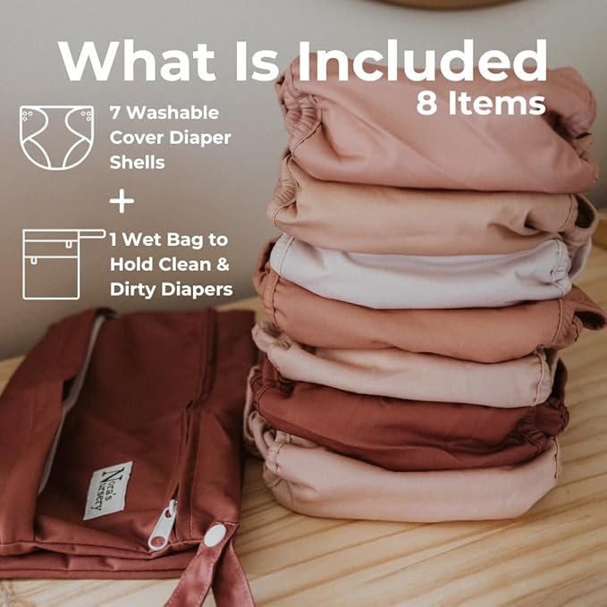 Nora's Nursery Cloth Diaper Cover, Reusable Cover with Snap Closure, Shell for Prefold, Flat, or Fitted Inserts, Includes Wet Bag - Ballet Slippers