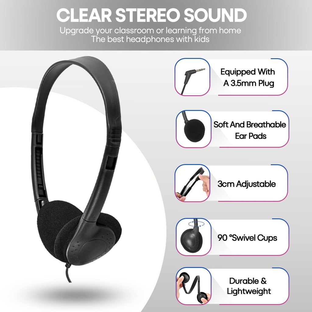 Kids Headphones Bulk 30 Pack for School Classroom Students Children Toddler Boys Girls Teen Adults