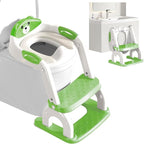 Potty Training Seat with Step Stool for Toddlers - Upgrade 2-in-1 Toilet Seat Toilet Ladder for Kids Children Boys Girls, Anti-Slip Pad & Adjustable Height with Waterproof - Green