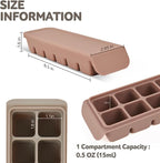 Silicone Freezer Trays with Lid,2ea 0.7oz 12 Cube-Leak Proof Silicone Freezer molds for Homemade Baby Food Breastmilk, Purees, Vegetables, Fruit, Baby Food Jars Ice Tray with Lid BPA Free Beige