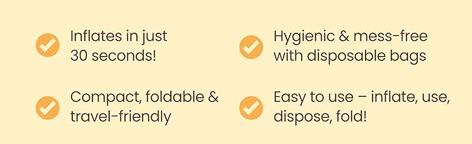 Travel Potty Seat for Toddlers - Inflatable Portable Toilet Kids Chair, Foldable Compact Lightweight Potty for Camping Road Trips, Outdoor Car Travel, Holds 66 lbs and 20 Durable Disposable Bags