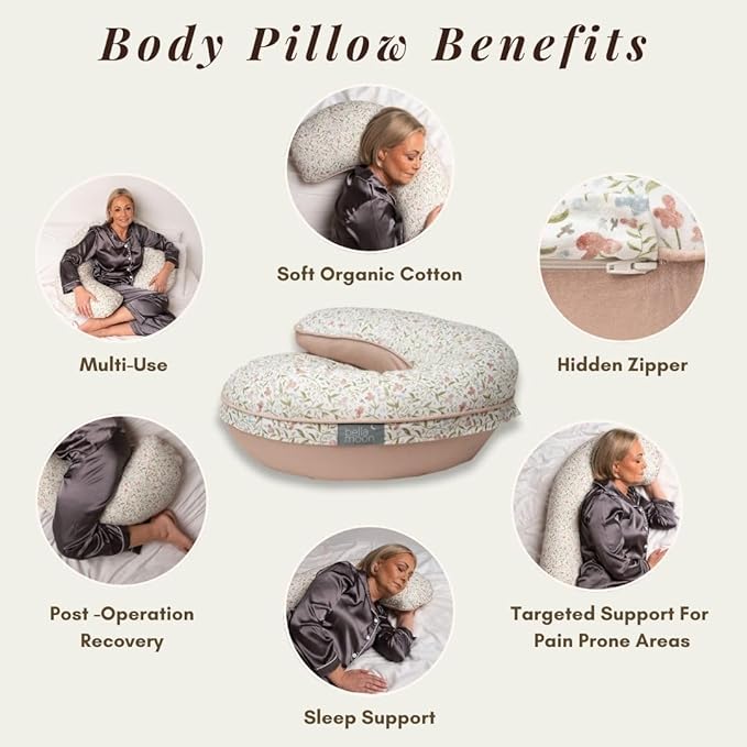 BellaMoon C Shaped Pregnancy Pillow for Sleeping (55 Inch) Maternity Body Pillow with Cooling Cover Soft Support for Women, Back, Legs, Belly C Pillow for Side Sleeping & Full Body pillows for adults
