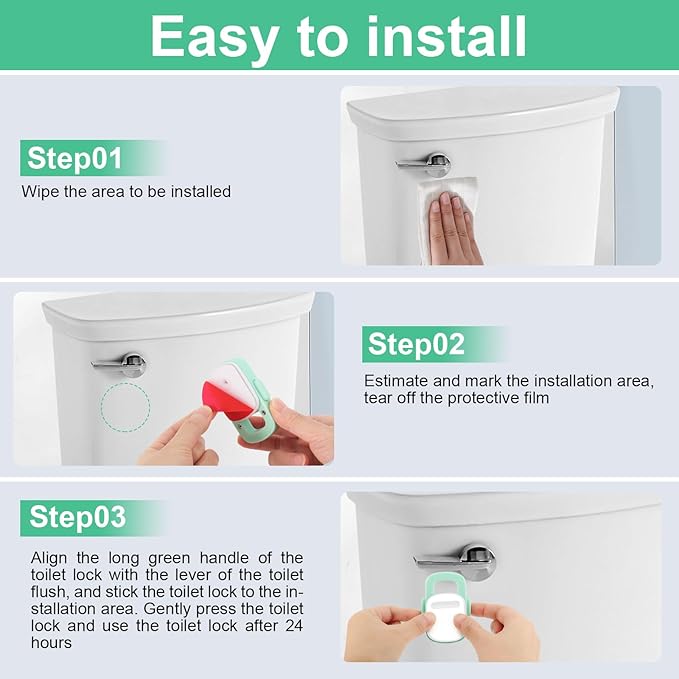 Toilet Locks Baby Proof, Toilet Flush Locks Baby Proof Child Toddlers, Round Cover Childproof Lock for Bathroom Restroom Washroom Lavatory, Easy Installation Baby Safety Lock with 3M Adhesive(1Pack)