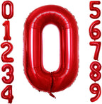 GOER Red Foil Balloons Number 0 for 10th 20th 30th 40th 50th 60th 70th 80th 90th 100th Birthday Party Supplies Anniversary Decorations (3 pcs,42 inch,32 inch,16inch)
