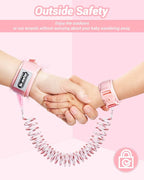 Dr.meter Anti Lost Wrist Link, 2 Pack Toddler Safety Leash with Key Lock, Reflective Child Walking Harness - Dual 8.2ft Length Pink & Green Kids Leash for Boys and Girls Outdoor Essencial