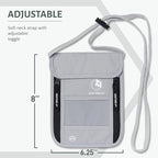 VENTURE 4TH Passport Holder Neck Wallet with RFID Blocking Nylon Lining - Hidden Neck Pouch for Travel (Silver)