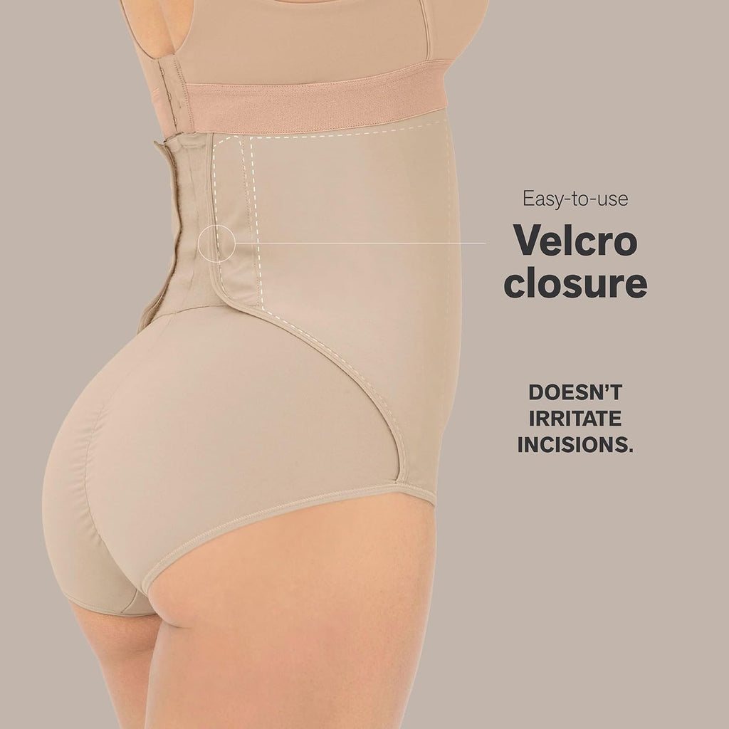 High Waisted Post Surgical Firm Compression Underwear with Adjustable Belly Wrap - Tummy Control Shapewear Girdle for Women