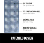 GORILLA GRIP Patented Bath Tub Shower Mat, Machine Washable Bathtub Floor Liner Mats, Suction Cups and Drain Holes to Keep Tubs Clean, Soft on Feet, Bathroom Essentials, 35x16 Inch, Clear Navy